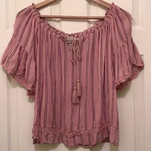 Pink Striped Off The Shoulder Top